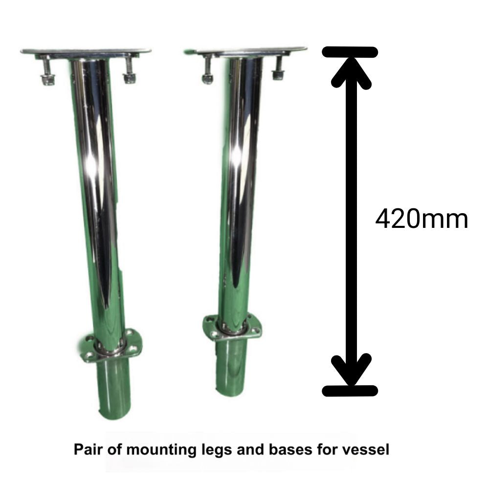 Pair of 316 Grade Stainless Steel Mounting Legs and Bases for Vessel